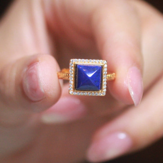 Natural Lapis Lazuli Sugar Tower Ring
