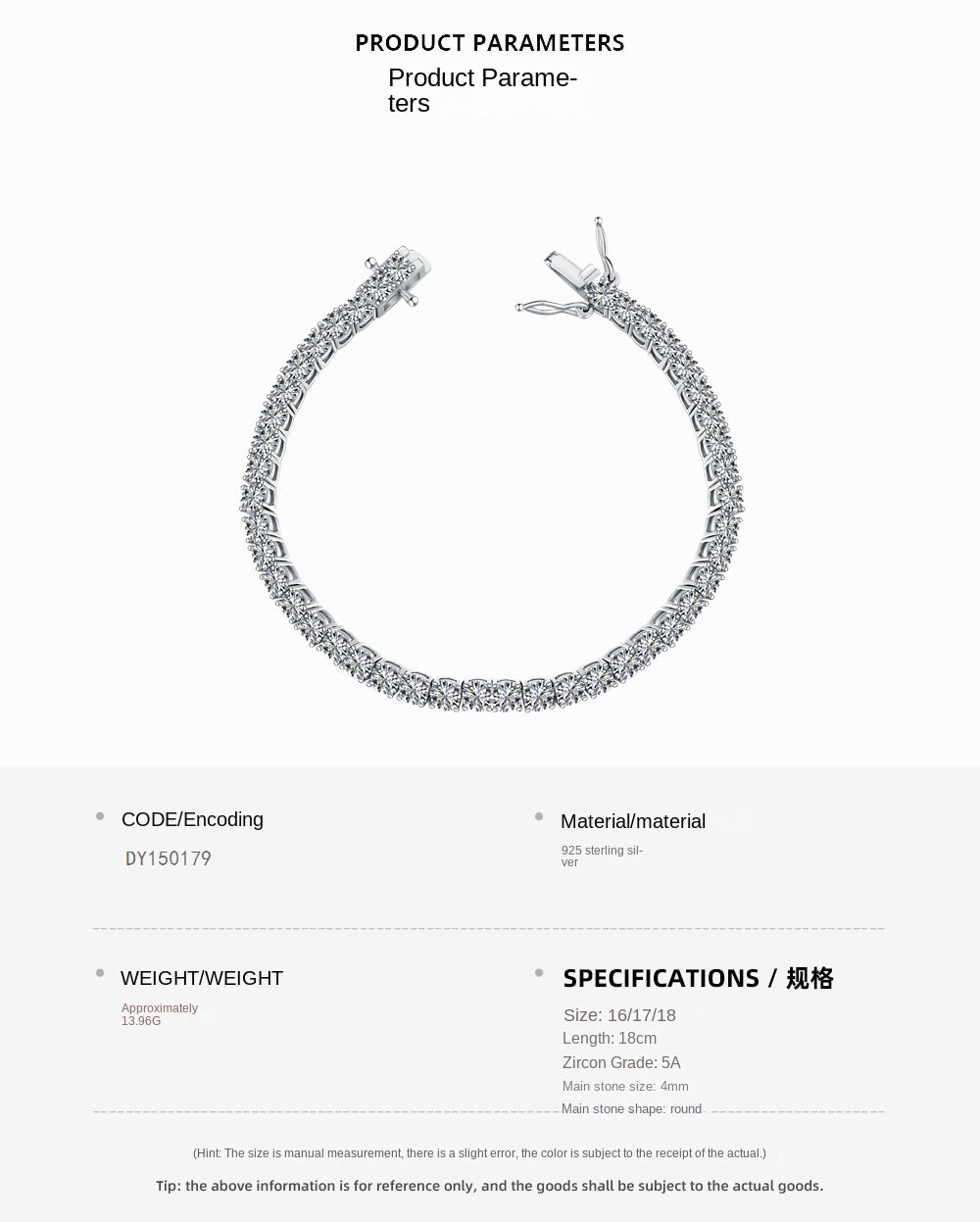 Full row zircon bracelet - jewelryweilin