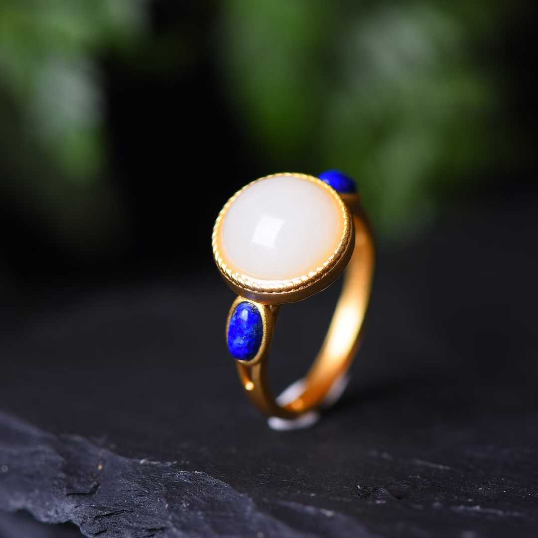 925 Silver Inlaid Hetian Jade Set