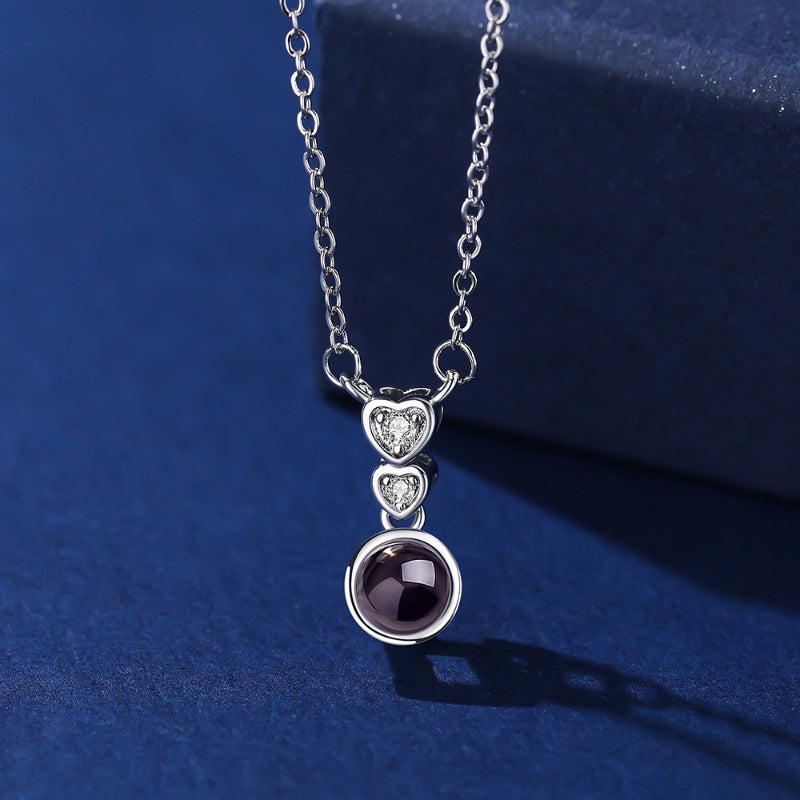 Photo Projection Zircon Heart-shaped Necklace