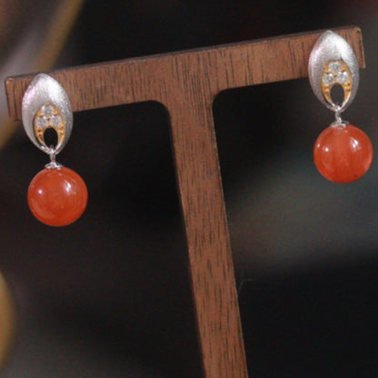 Natural Nanhong Agate Earrings