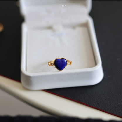 Natural Lapis Lazuli Heart Ring