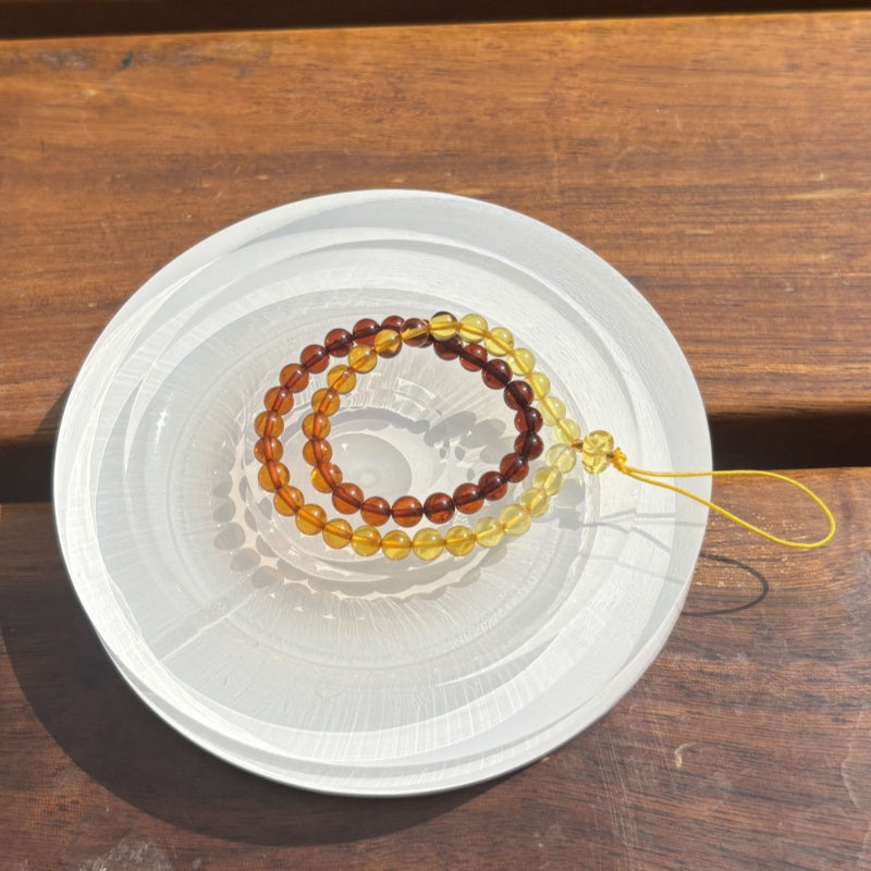 Rainbow amber beaded pendant