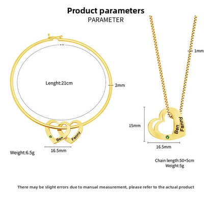 Pulsera con piedra de nacimiento de corazón de melocotón grabada 