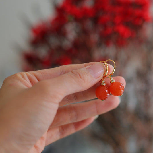 Natural Nanhong Agate Earrings