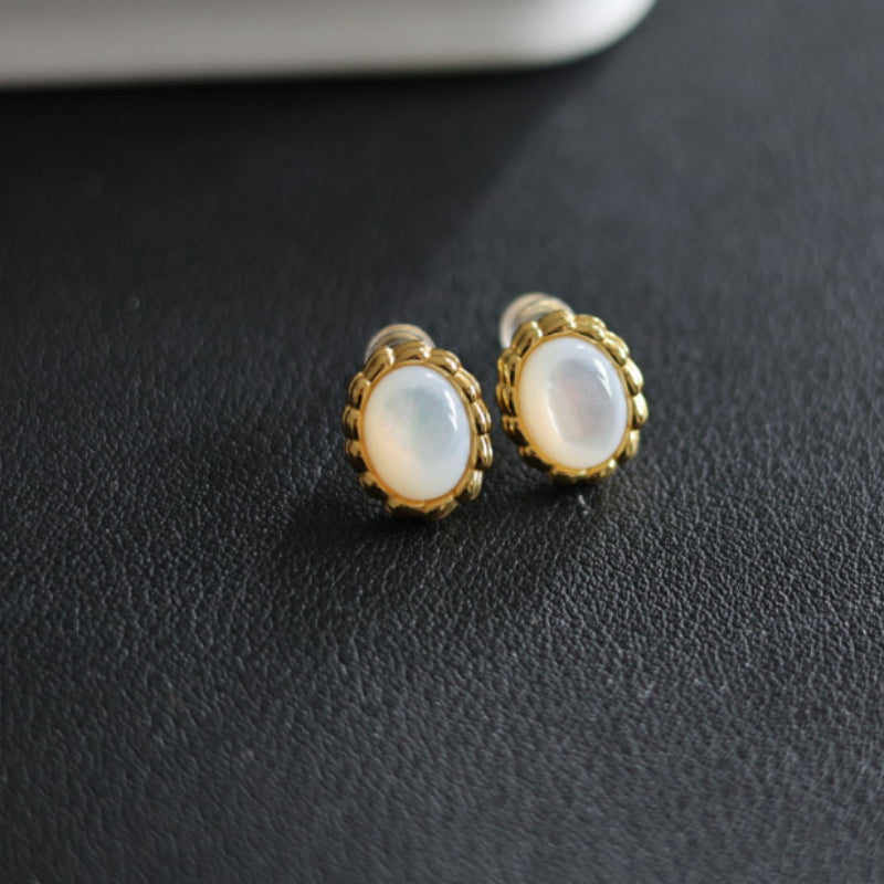 Natural White Mother of Pearl Stud Earrings