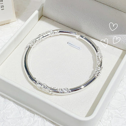 Fashionable flower sterling silver bracelet
