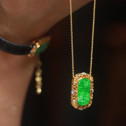 Natural Burmese Jadeite Hand Tablet Pendant