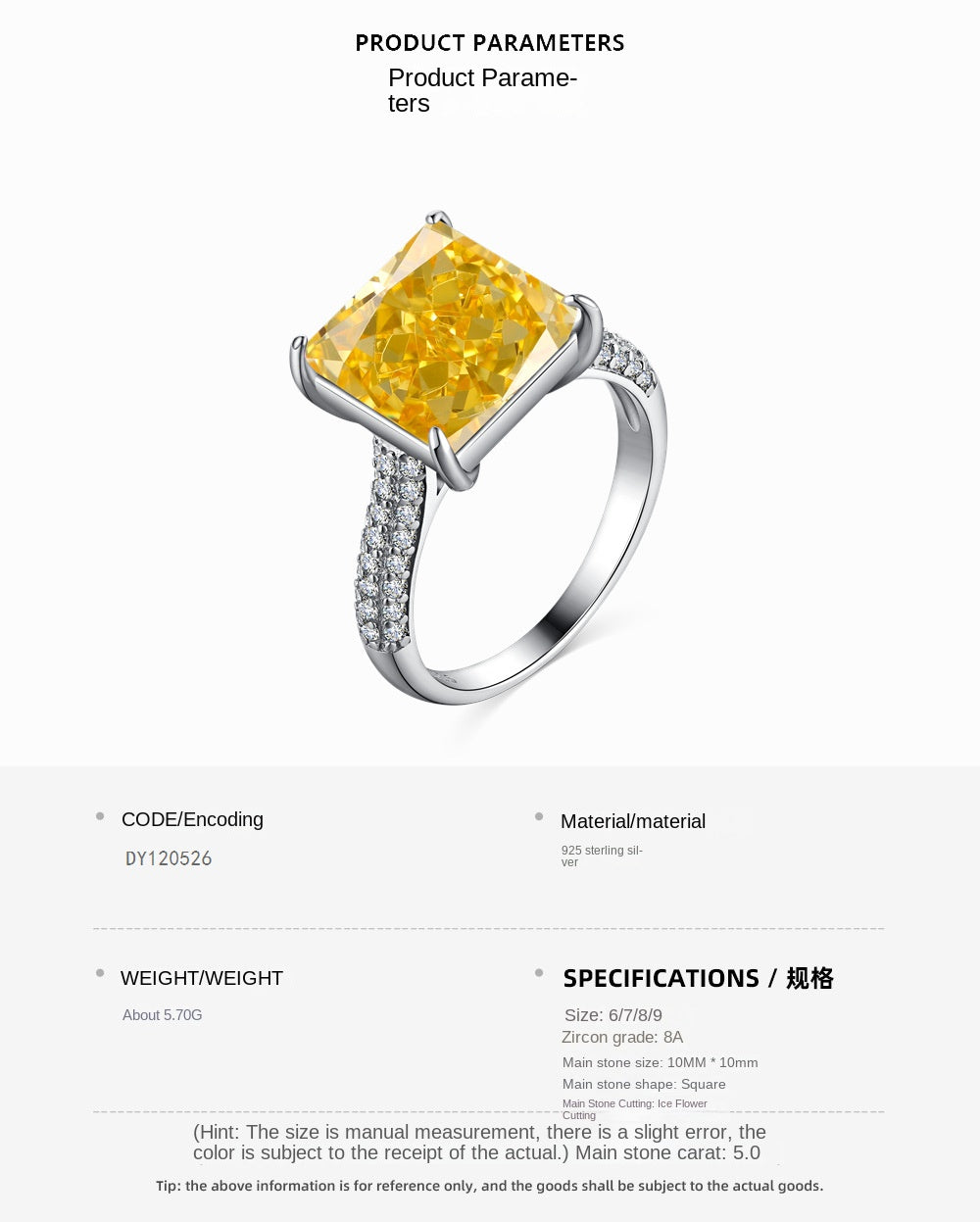 Classic noble shining ice flower cut high carbon diamond zircon ring - jewelryweilin