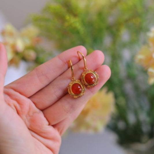 Natural Baoshan Southern Red Agate Earrings
