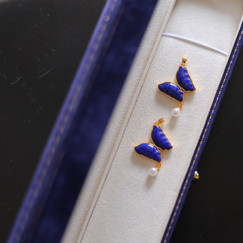 Natural Lapis Lazuli Butterfly Pendant