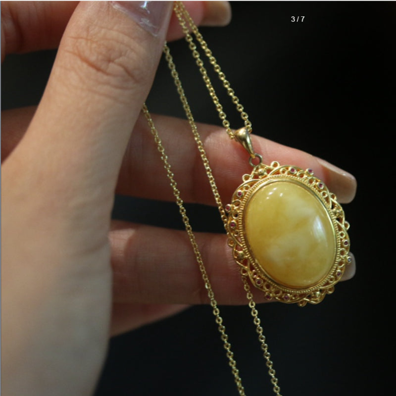 Natural White Flower Beeswax Pendant