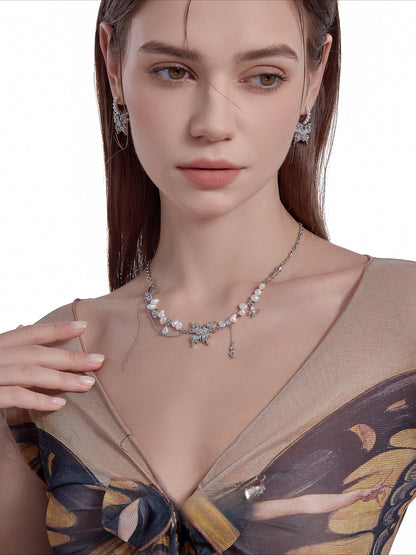 Baroque butterfly pearl necklace