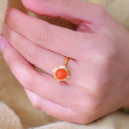 Natural Nanhong Agate Ring