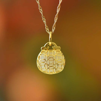 925 Silver Inlaid Nephrite "Bamboo Reports Safety" Bag Charm