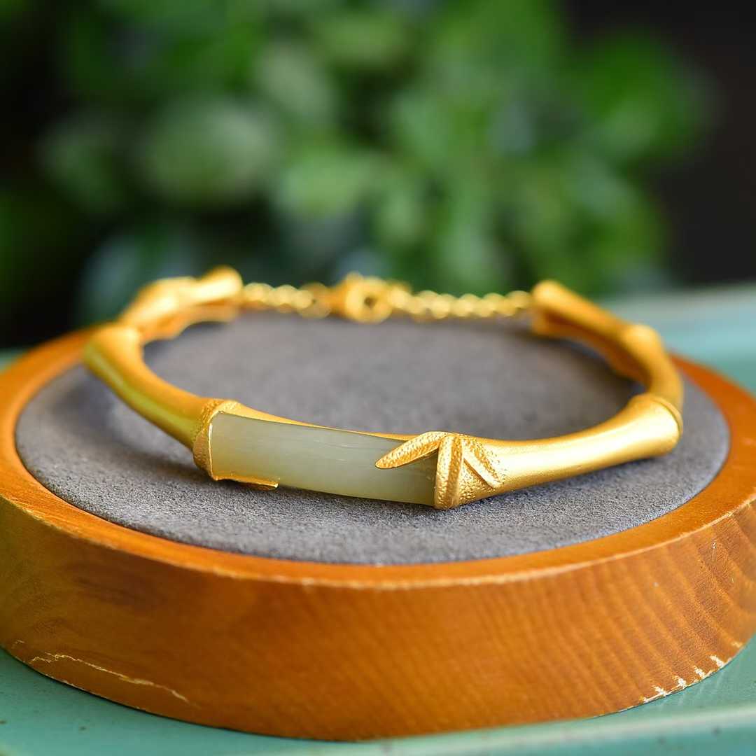 S925 Silver Inlaid Hetian Nephrite "Steady Progress" Bracelet