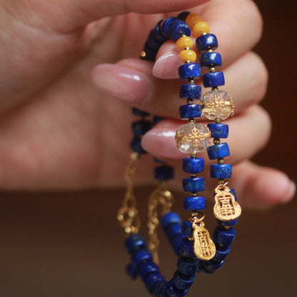 Natural Lapis Lazuli Pill-Cut Bracelet