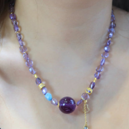 Natural Uruguayan Amethyst Ice Sugar Free-Form Necklace