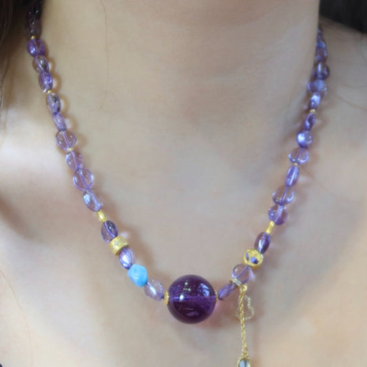 Natural Uruguayan Amethyst Ice Sugar Free-Form Necklace