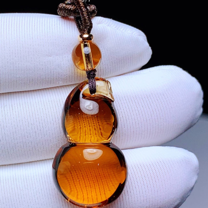 Natural Brazilian Citrine Gourd Pendant
