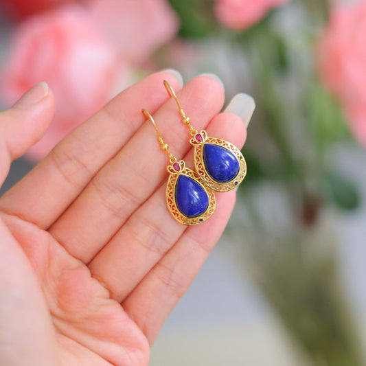 Natural Lapis Lazuli Klein Blue Earrings
