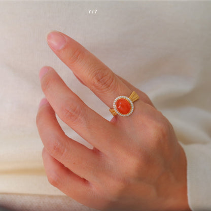 Natural Nanhong Agate Ring