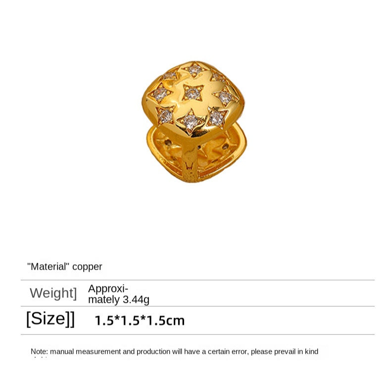 Simple retro three-dimensional square star zircon earrings - jewelryweilin