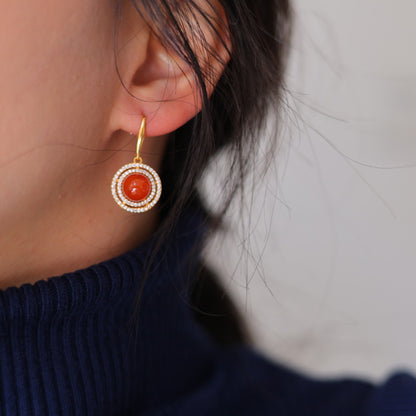 Natural Sichuan Nanhong Agate Earrings