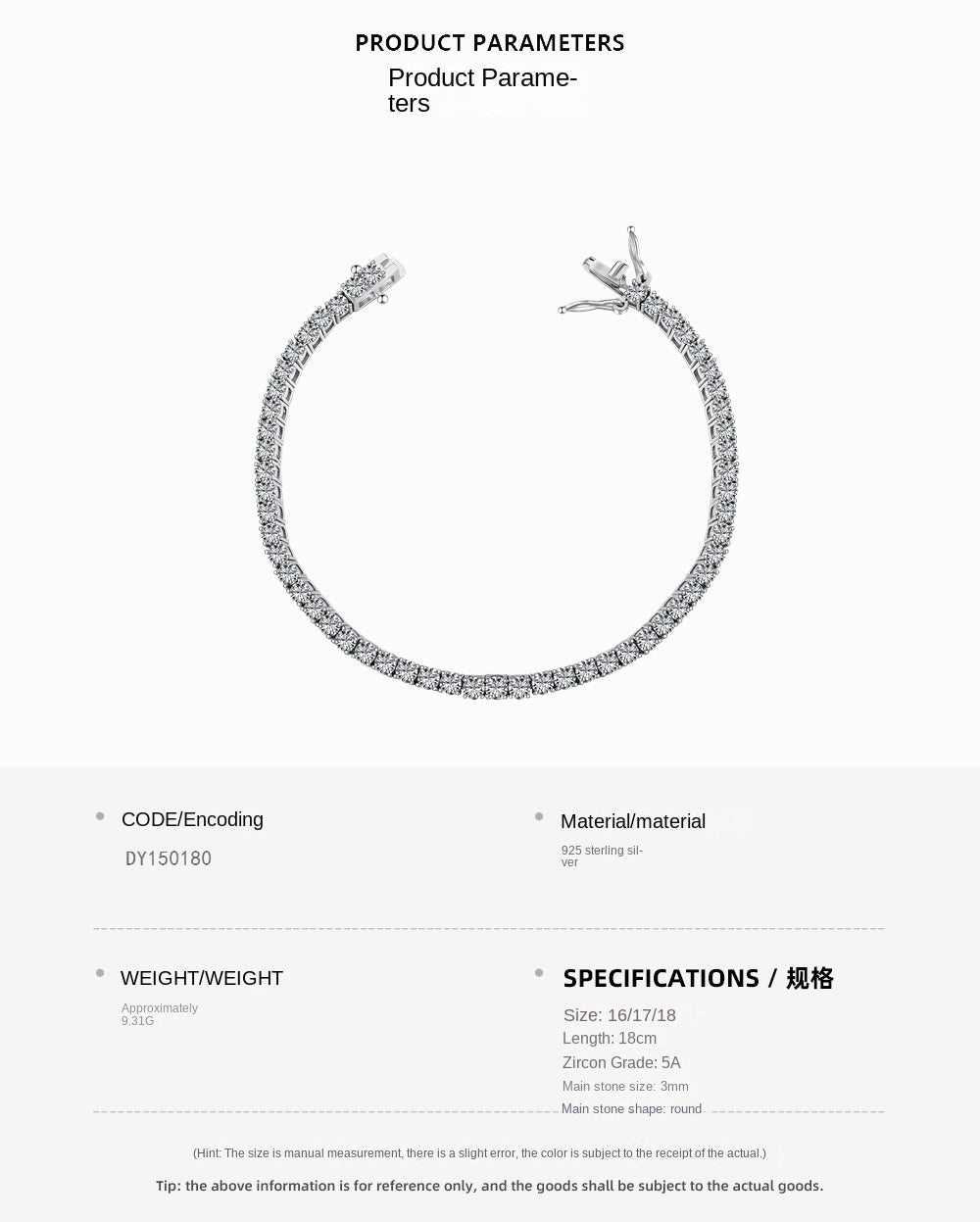 Full row zircon bracelet - jewelryweilin