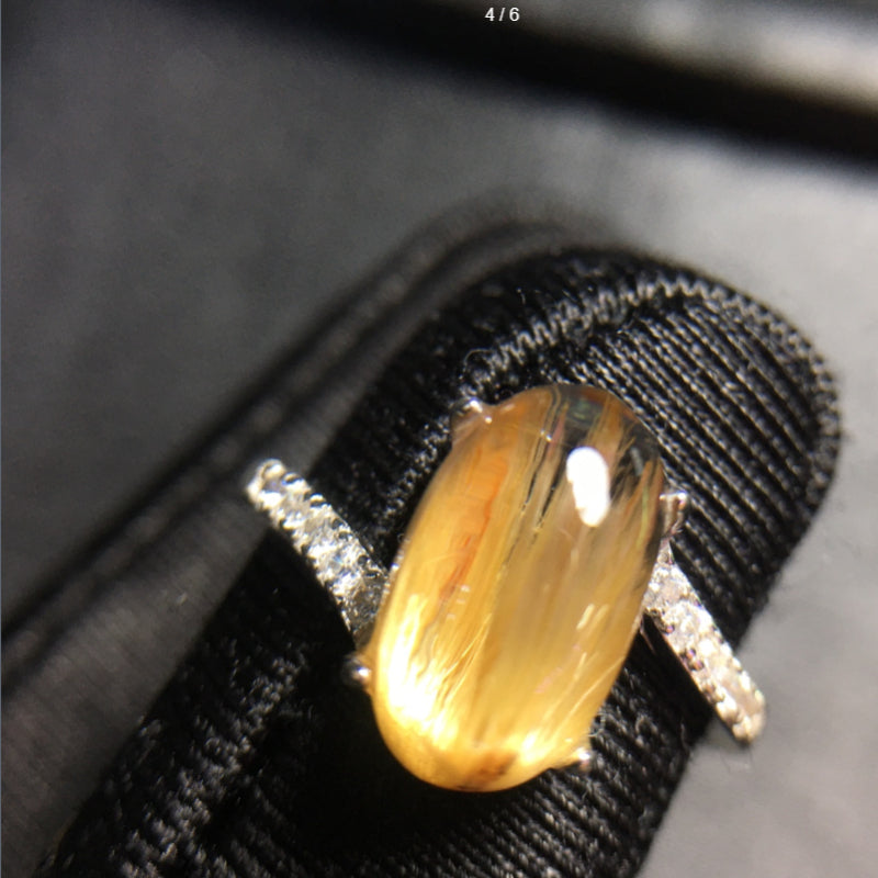 Natural Titanium Rutilated Quartz Ring