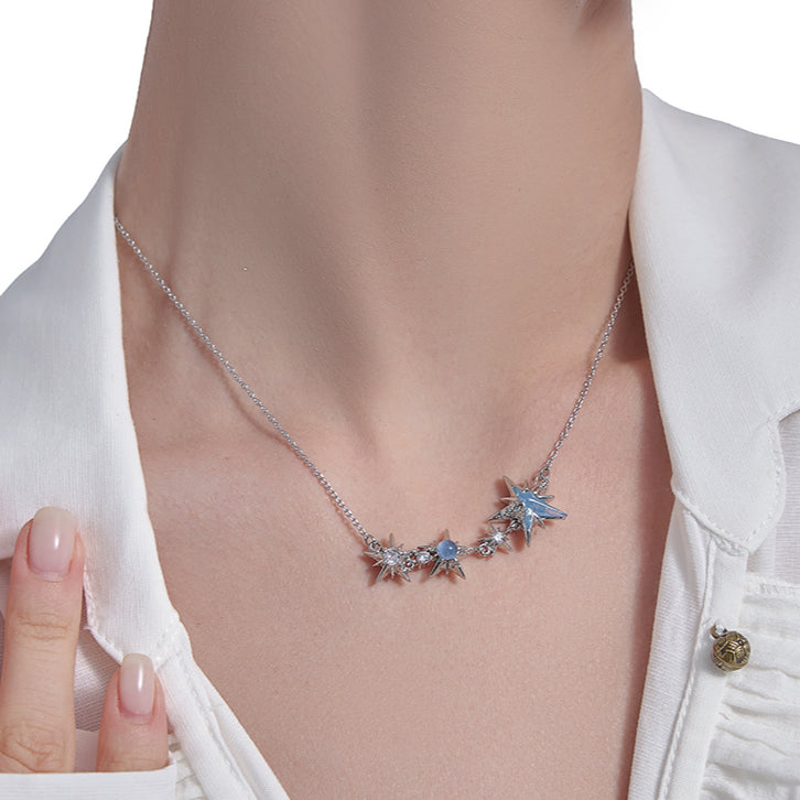 Ice blue starburst necklace
