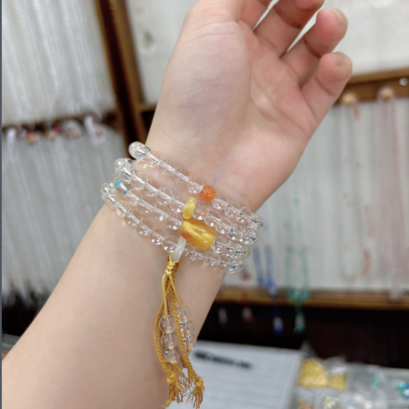 Natural White Crystal 6mm Buddhist Bead Bracelet