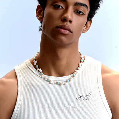 Natural stone pearl hip-hop necklace