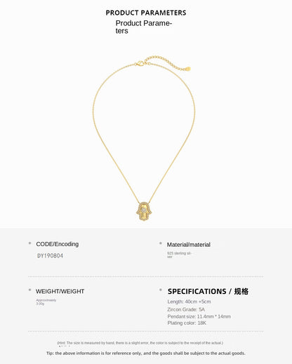 Fashion personality palm zircon necklace - jewelryweilin