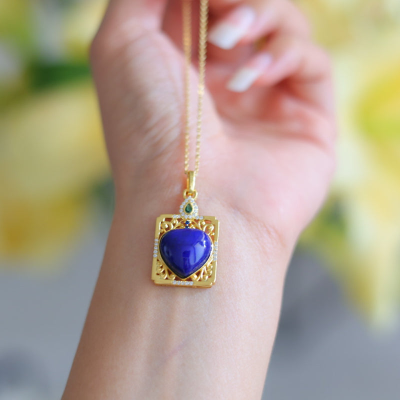 Natural Lapis Lazuli Heart Pendant