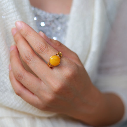 Natural Beeswax Amber Ring