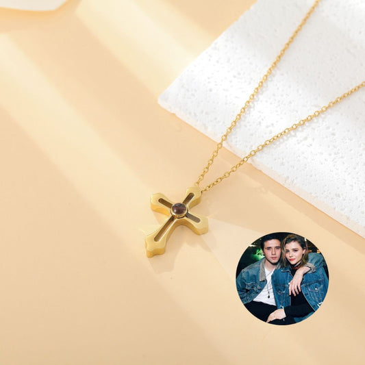 Photo Projection Cross Necklace