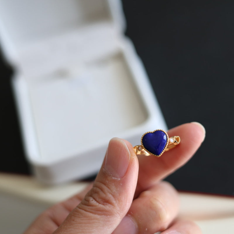 Natural Lapis Lazuli Heart Ring