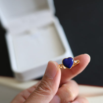Natural Lapis Lazuli Heart Ring