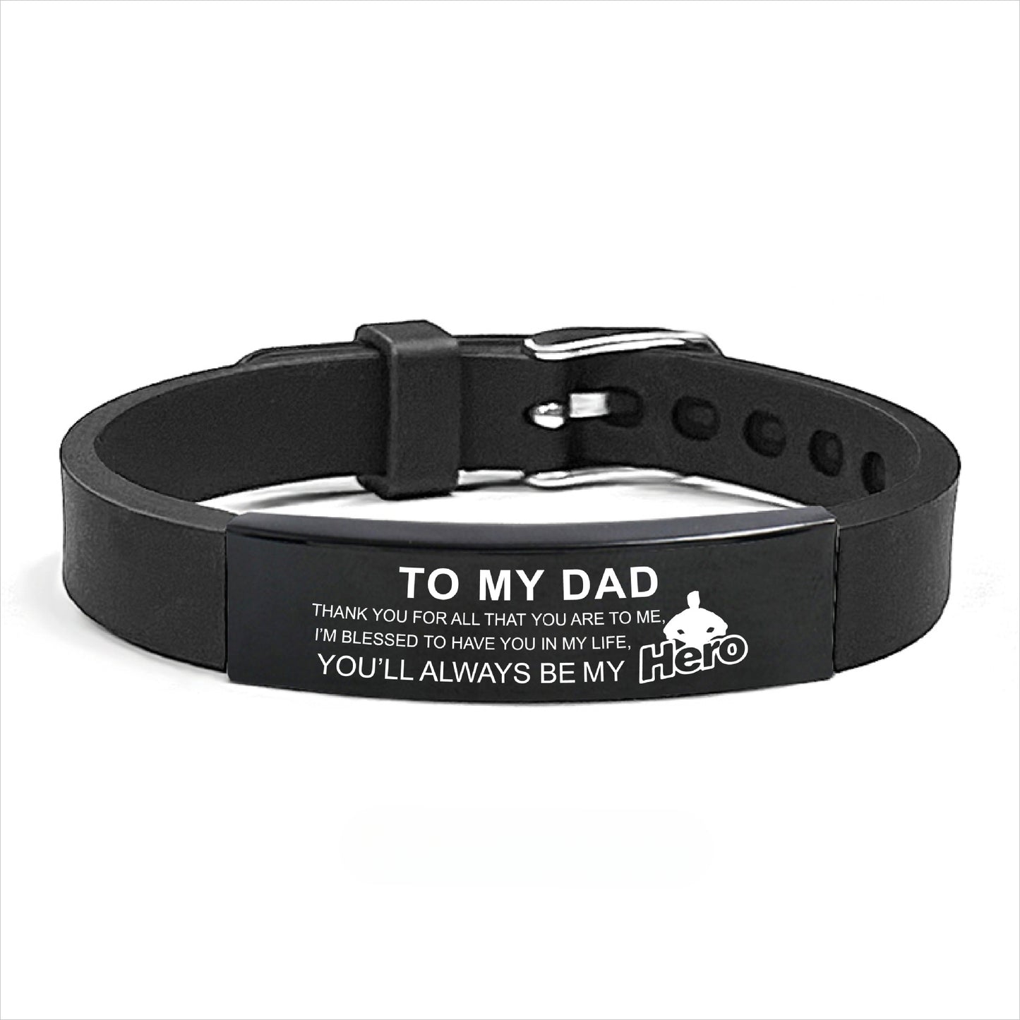 Laser Engraved Square Silicone Watch Band Bracelet