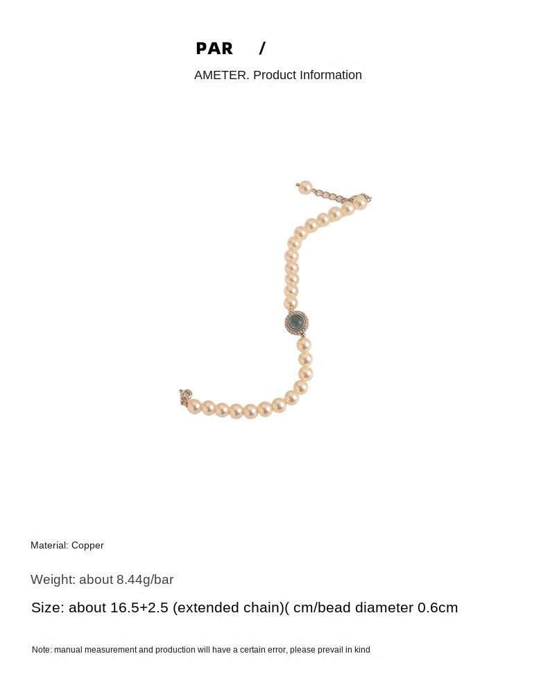 Retro high-end exquisite pearl zircon bracelet - jewelryweilin