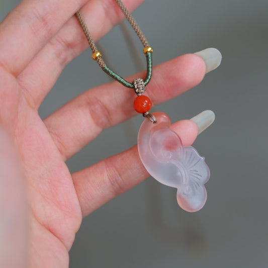 Natural Nanhong Agate Ruyi Pendant