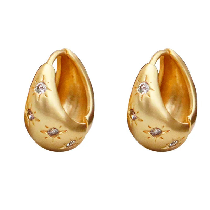 Fashion retro eight-pointed star drop zircon earrings - jewelryweilin