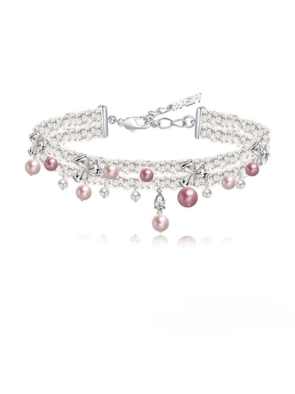 Colored pearl choker necklace