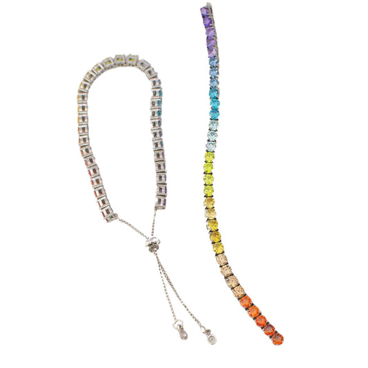 Lucky Rainbow Sparkling Zirconia Multi-Row Bracelet✨幸运彩虹闪耀锆石多排手链✨ - jewelryweilin