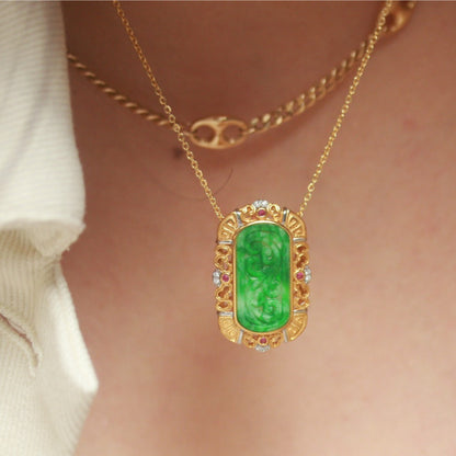 Natural Burmese Jadeite Hand Tablet Pendant