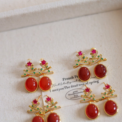 Natural Ice Red Agate Earrings