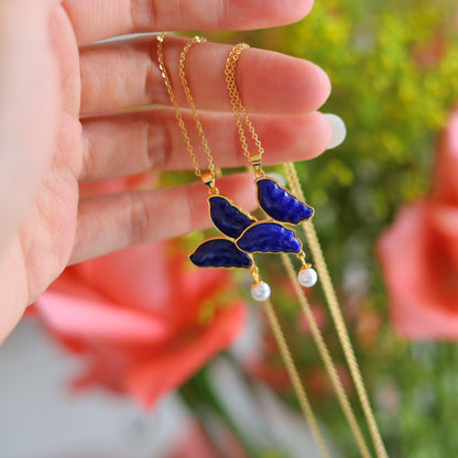 Natural Lapis Lazuli Butterfly Pendant
