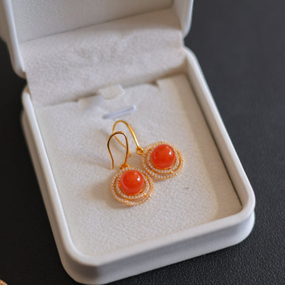 Natural Sichuan Nanhong Agate Earrings