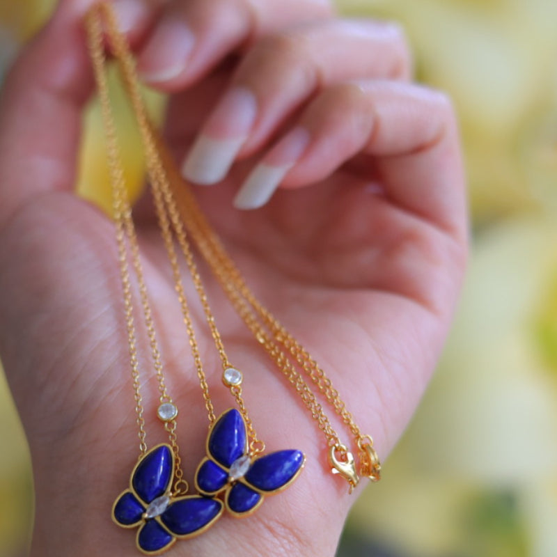 Natural Lapis Lazuli Butterfly Necklace